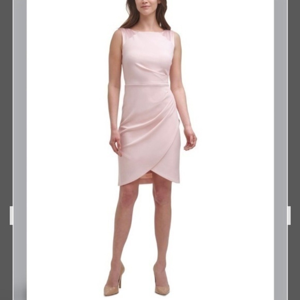 HARPER ROSE Tulip Hem Scuba Crepe Sleeveless Sheath Dress in Blush Size 2 - Picture 1 of 4